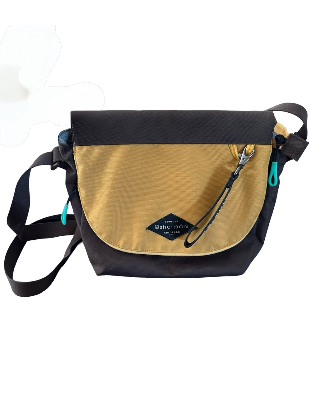 Sherpani Two-Tone Brown and Gold Messenger Crossbody